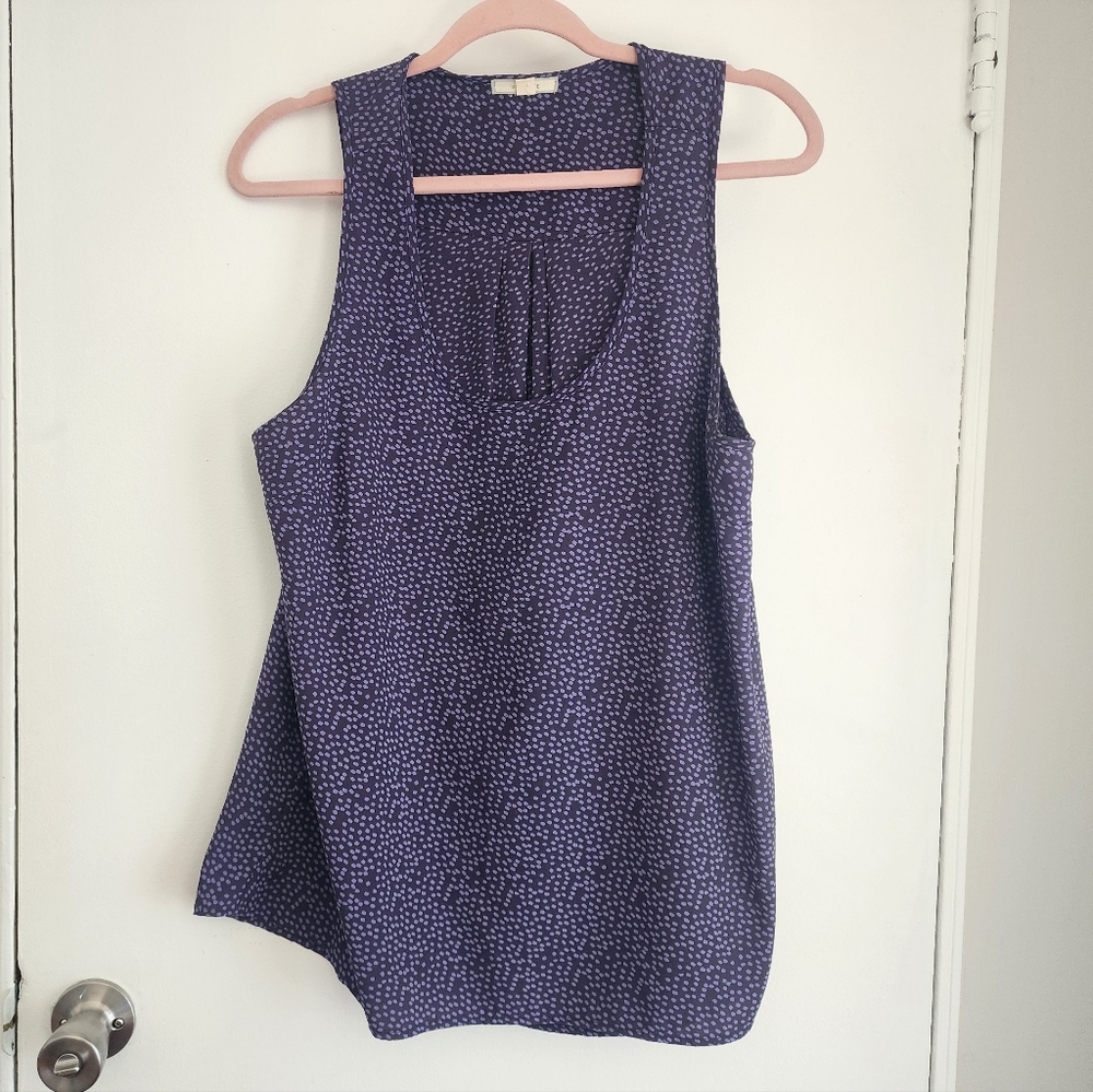 Purple Polka Dot Sleeveless Blouse XL